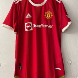 ADIDAS MANCHESTER UNITED FC 2021/2022 RED AUTHENTIC HOME JERSEY MEN’S SIZE LARGE 