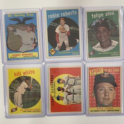 1959 Topps Baseball Cards VG-EX Set If 6 Cards $45