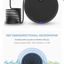 USB Conference Microphone,XIIVIO 360° Omnidirectional Condenser PC Microphones with Mute Plug & Play Compatible with Mac OS X Windows for Video Confer