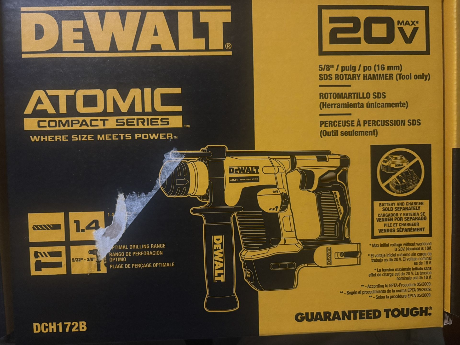 DEWALT ATOMIC 20V MAX Cordless Brushless Ultra-Compact 5/8 in. SDS Plus Hammer Drill (Tool Only)