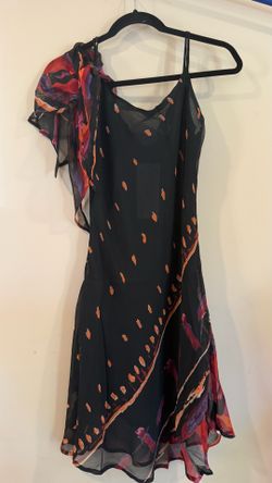 Jo Jo Ruffle Shoulder Abstract Print Mini Dress