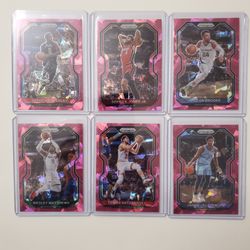 Lot of 6 x Panini Prizm NBA Pink Cracked Ice cards 