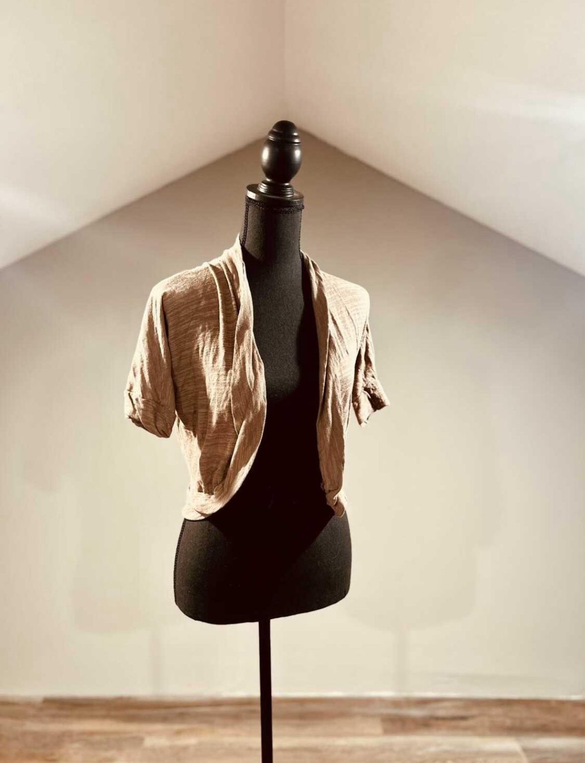 Small Tan Cardigan W/ Lace Back