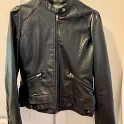 Maralyn  & Me Faux Leather Ruffled Jacket Size M