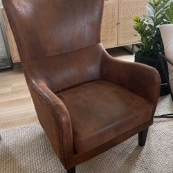 Brown Faux Leather Accent armchair 