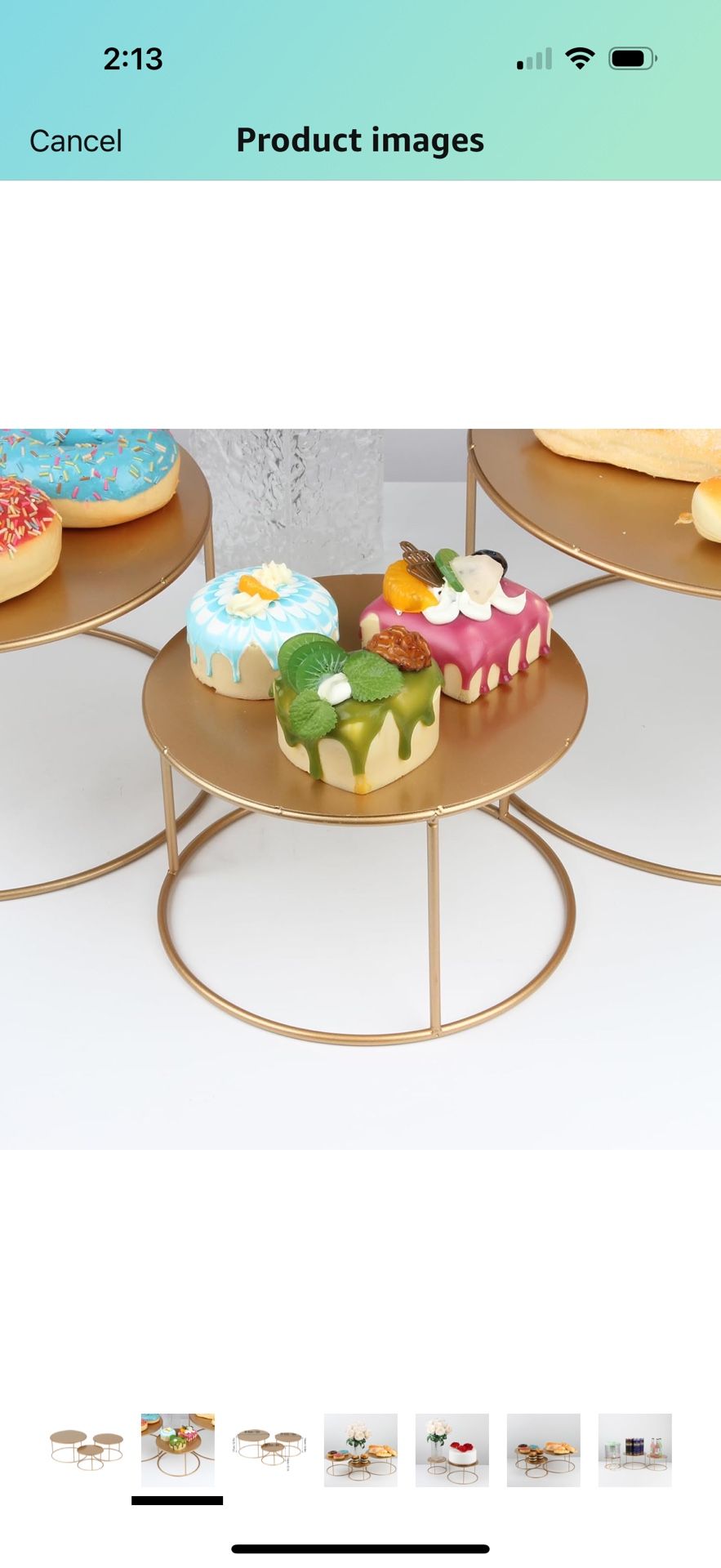 Set of 3 Metal Cake Stand, Gold Round Cupcake Holder for