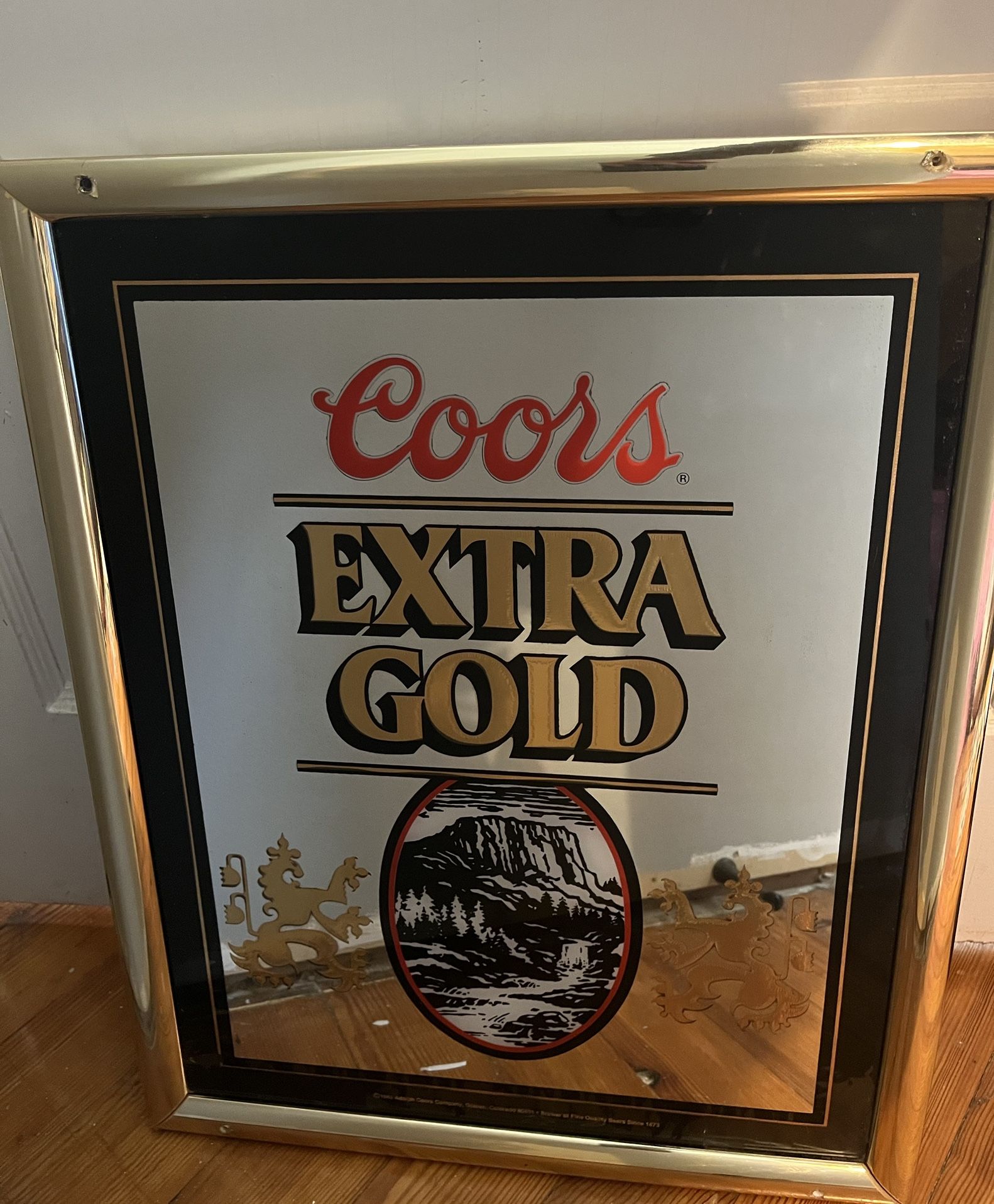 Vintage Coors Extra Gold Beer Mirrored Sign