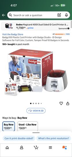 Badgy100 Plastic Card Printer with Badge Studio