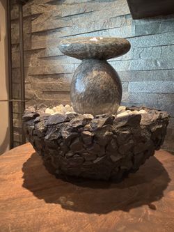 Custom Handcrafted Tabletop Natural Stone Cairn Fountain
