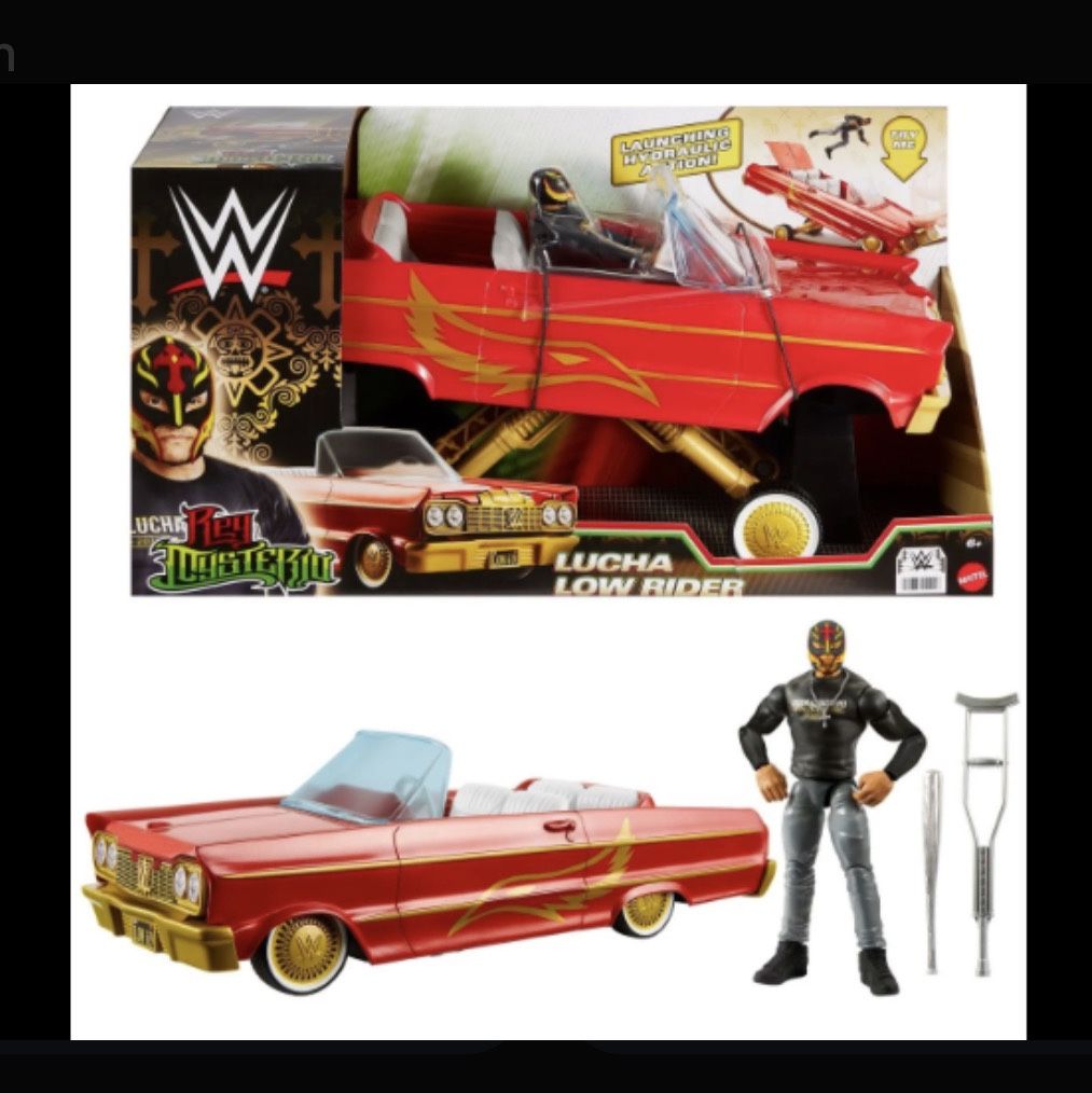 WWE Lucha Low Rider Vehicle Set With Rey Mysterio Main Event Action Figure & Toy Car