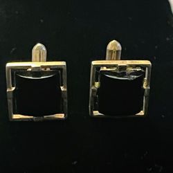Gold Tone Black Stone Cufflinks