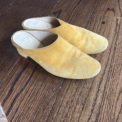Everlane Mustard Leather Suede Heeled Mule