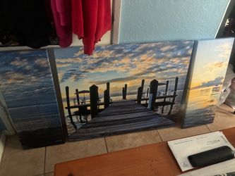 3-Piece Coastal Dock Canvas Wall Art Set
