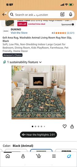 Jungle Animal Rug - Washable 6’ X 9