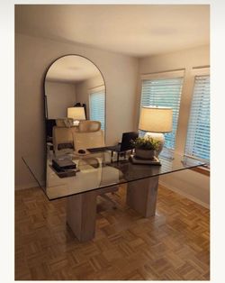 1970s Italian Travertine, Brass, & Glass Dining Table