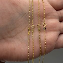 14K Solid Gold 1.1mm Rolo Chain Necklace Minimalist Made In USA