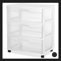 Clear And White 3 Drawer Organizer Plastic