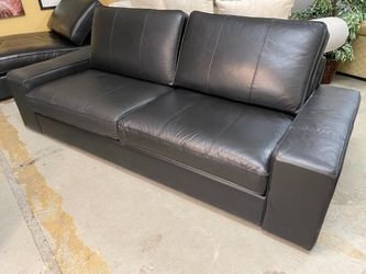IKEA Kivik Black Leather Modern Sofa
