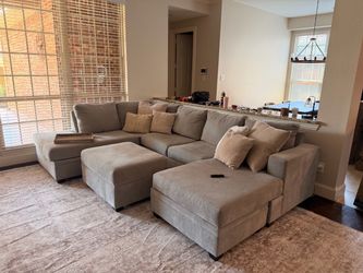 Light grey sectional sofa pull out