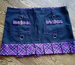Rare Vintage Y2K TRIPP NYC Black and Purple Plaid Mini Skirt