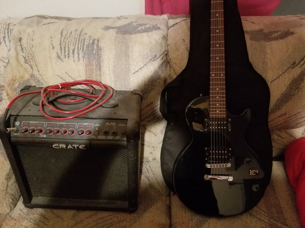 Epiphone guitar and amp.