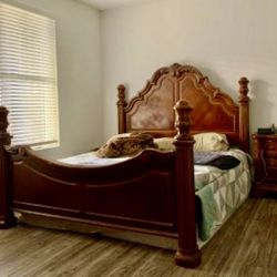 King Wood Frame With Two Night Stands