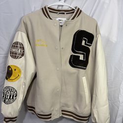 Smiley x H&M Varsity Jackt Tan and Brown