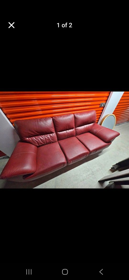 Red ITALLIAN LEATHER COUCH
