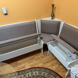 corner kitchen coach with storage space