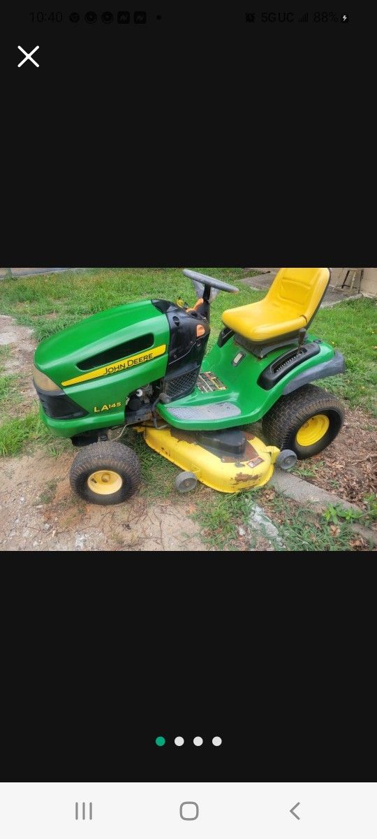 JOHN DEERE LA 145. 48" 22HP. GOOD BLADES. 1,050 CASH. NO LESS