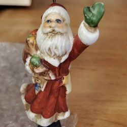 Vintage Hand-Painted Porcelain Santa Claus Ornament
