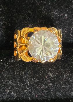 Vintage SETA gold plated, cubic zirconia ring, sz 6
