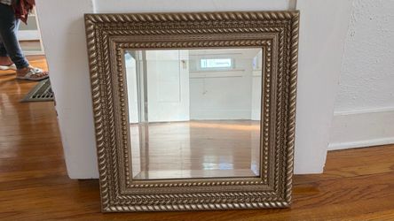 Ornate Gold Beveled Wall Mirror - 20" × 20" Square