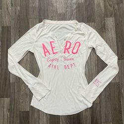 Y2K Aeropostale  Long Sleeve Tee With Pink Logo