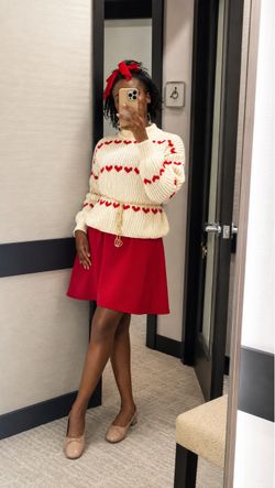 Cream & Red Heart Knit Sweater ❤️