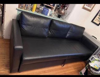 Black Faux Leather Sleeper Sofa