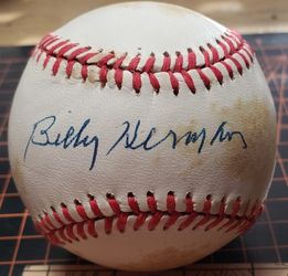 Billy Herman Signed Ball - Hall Of Fame - Brooklyn Dodger