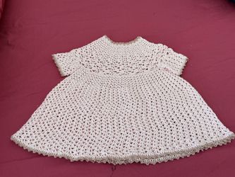 Handmade Crochet Baby pink Dress 6 - 12 months
