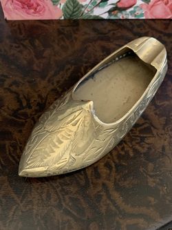 Vintage Brass Shoe Ashtray 60’s INDIA Handmade