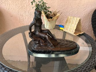 Women Thinking by The Lake Bronze Statue on Marble