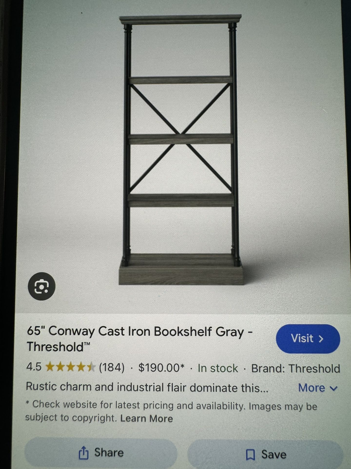 two Bookshelf gray  from target $ 130 for bout