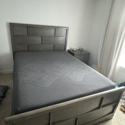 Queen Storage Bed Frame – Solid Wood, Modern Charcoal Finish, With A Matching Night Stand 