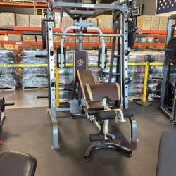 MARCY MD- 9010G Home Gym Smith Machine Squat Rack Power Cage with Olympic Bench  