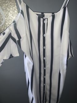 Stripped white and black top