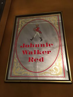 Vintage Johnnie Walker Red Mirrored Bar Sign