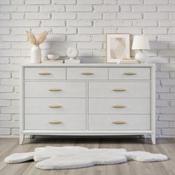 Coastal-Inspired Soft Blue Dresser with Gold Accents