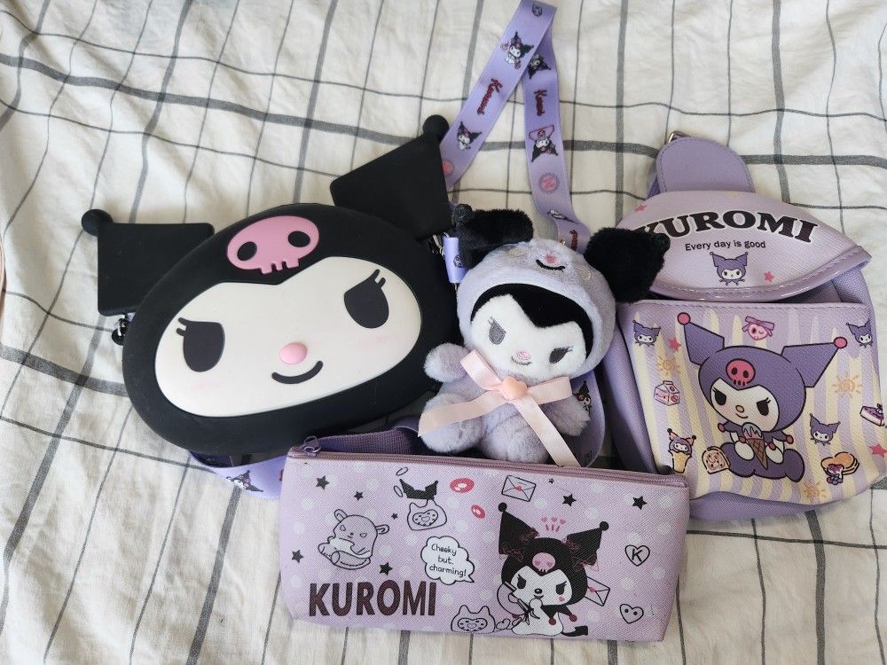 Kuromi Accessories!! 3 Bags 1 Plush Keychain!