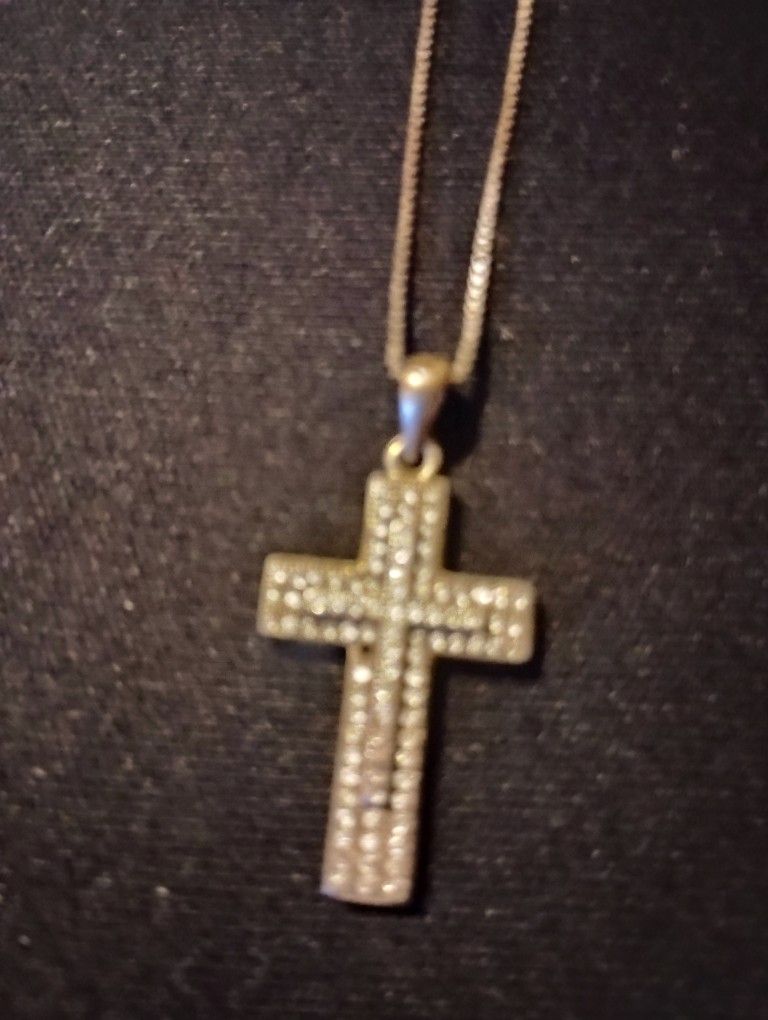 Diamond Chip Cross Necklace