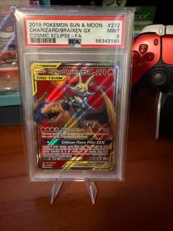 2019 Pokémon Charizard & Braixen GX #212 Cosmic Eclipse Full Art PSA 9