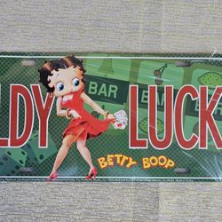 Betty Boop "Lady Luck" Novelty Metal License Plate - New